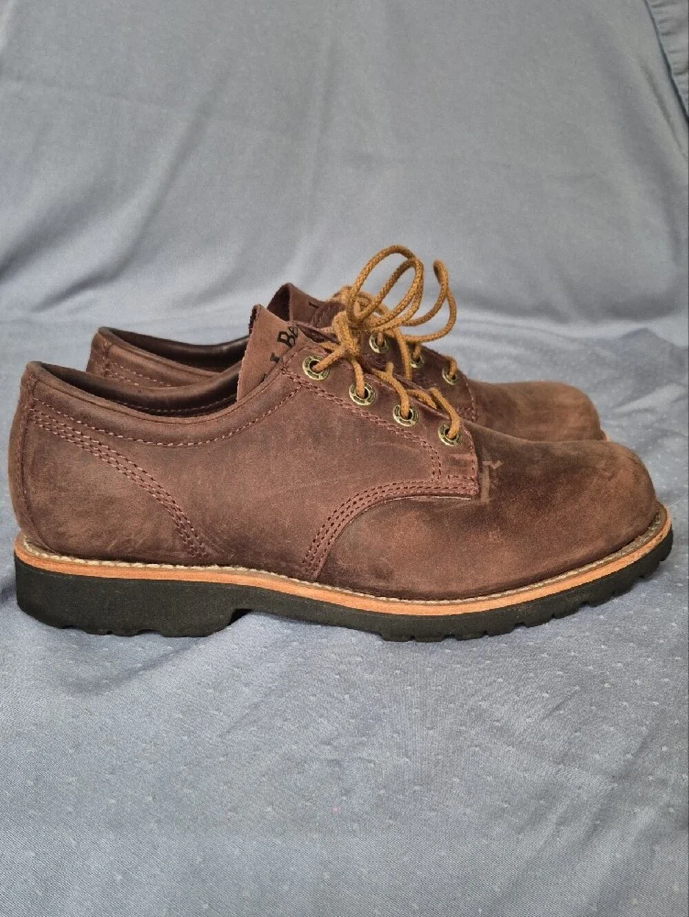 L.L. Bean Bucksport Shoe Plain Toe Mens 8W Brown Suede Leather Lace-Up Oxfords